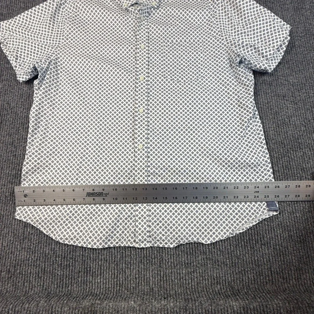 Banana Republic Mens XXL Untucked Organic Cotton Oxford Shirt Geometric Print